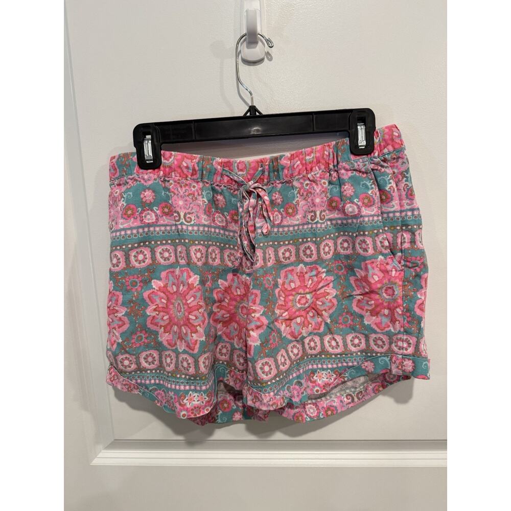 Vineyard Vines Caribbean Vibrant floral shorts Sz M pink blue preppy Linen Blend